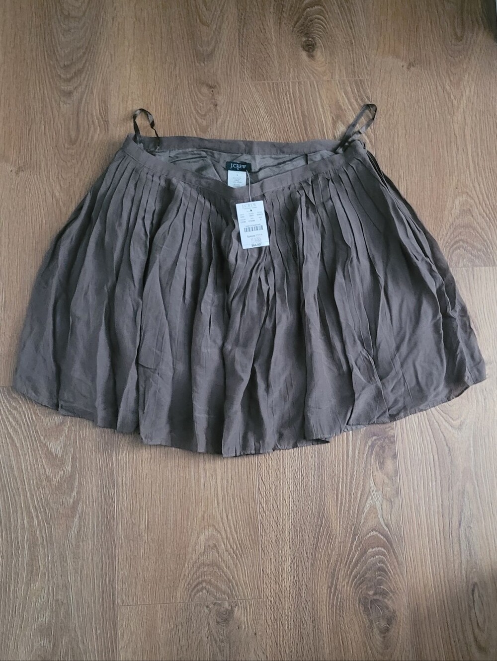 J.Crew Silk Blend Taupe Pleated Mini Skirt